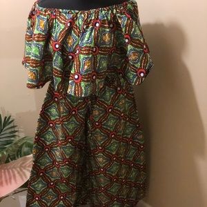 African fabric off shoulder crop top and bola pant